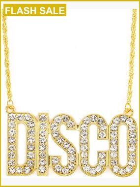 70s Disco Pendant Necklace Hip Hop Bling Chain Costume Party Accessory Retro